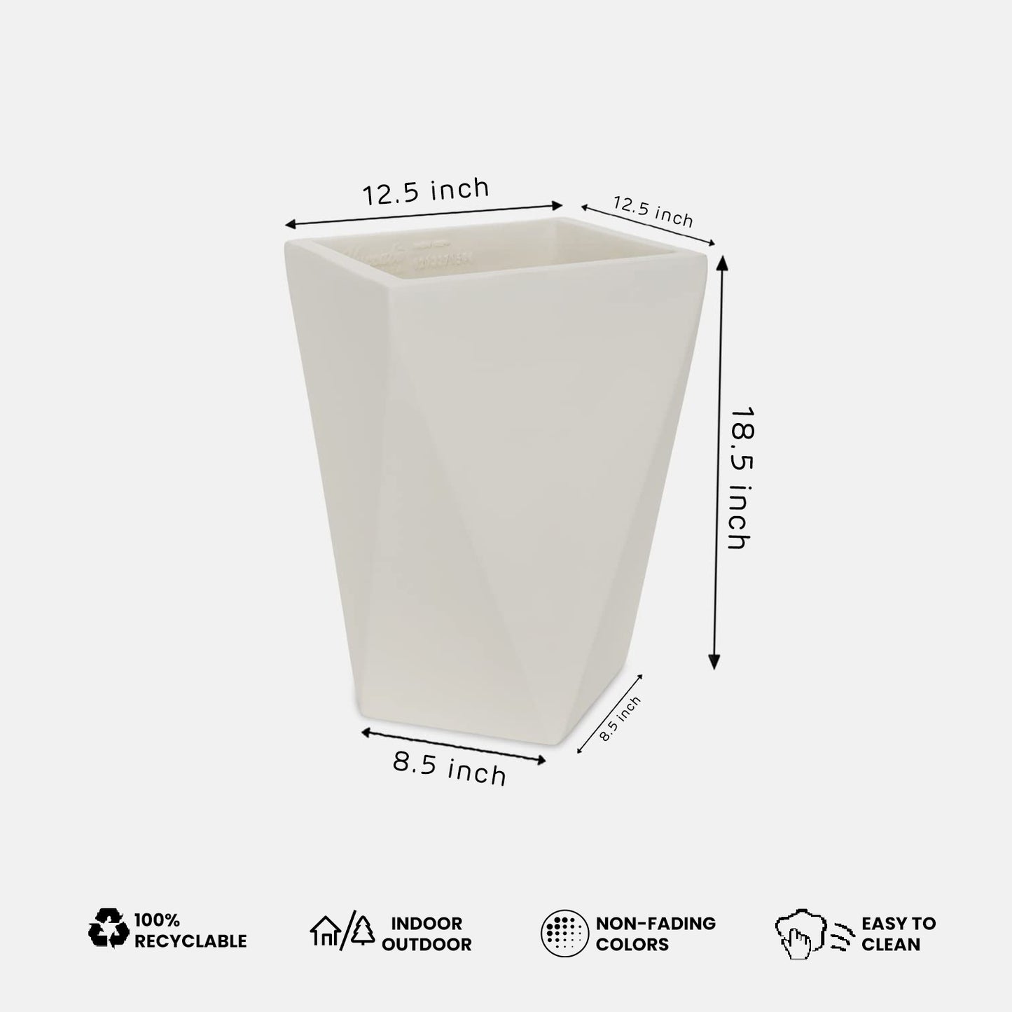 AGC Design Cream White 18 Inches Diamond Square Planter