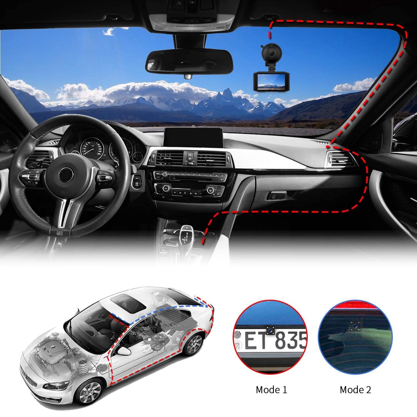 Campark Dash Cam Front and Rear Full HD Dual Dashboard Camera