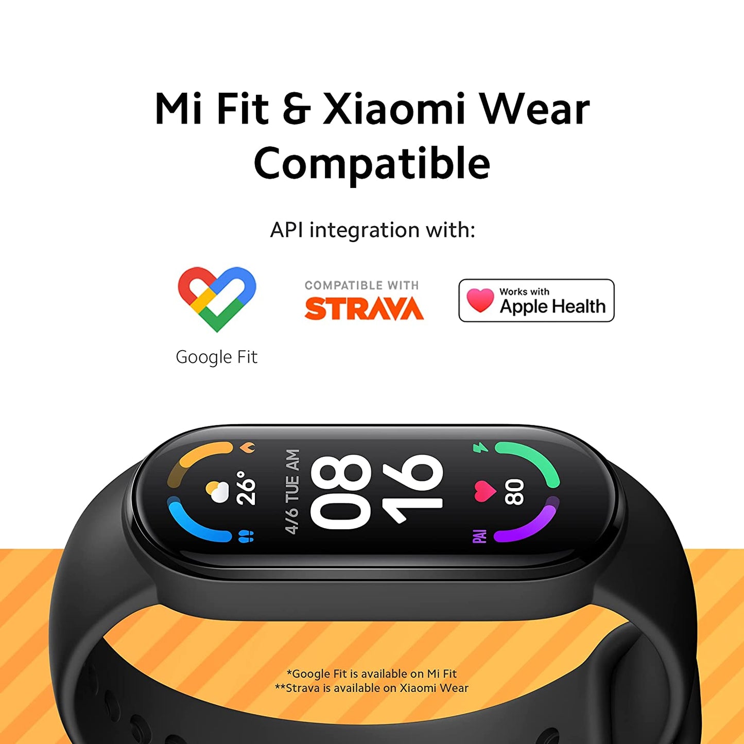 Xiaomi Mi Smart Band 6, Larger AMOLED Screen(Black) 1.56 Inches - 3.96 cm