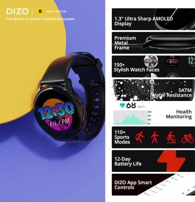 DIZO Watch R AMOLED with 45 mm Dial Size (by realme techLife)