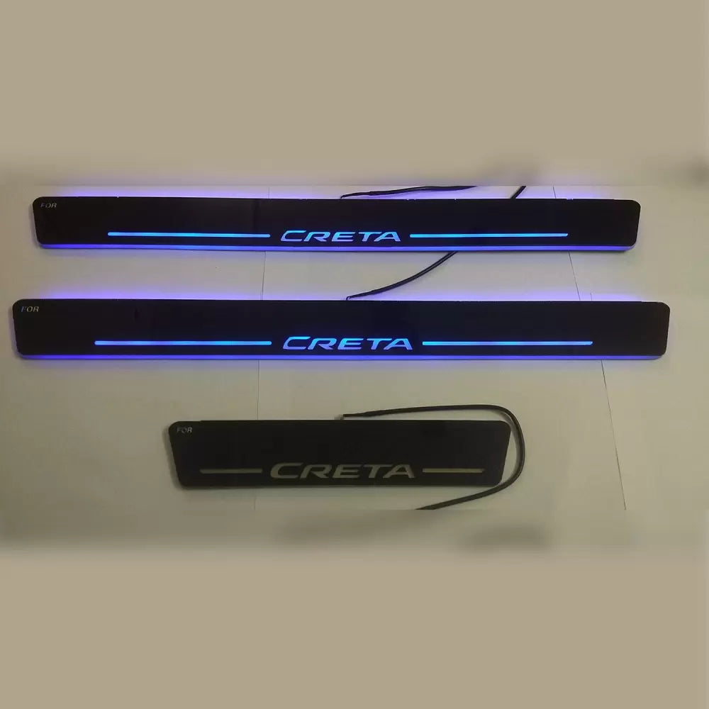Hyundai Creta Facelift 2018-2020 Door LED Light Scuff Sill Plate Guards in Multi Color with Matrix Style - 4 Pieces
by Imported