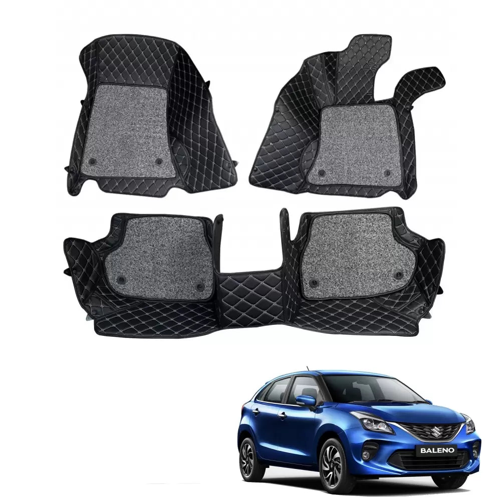 Maruti New Baleno Premium Diamond Pattern 7D Car Floor Mats Set of 3 morelife mall