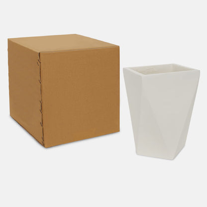 AGC Design Diamond Square Planter (Cream White, 14 Inches)