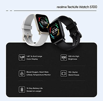 realme TechLife Watch S100 1.69 HD Display with Temperature Sensor Smartwatch