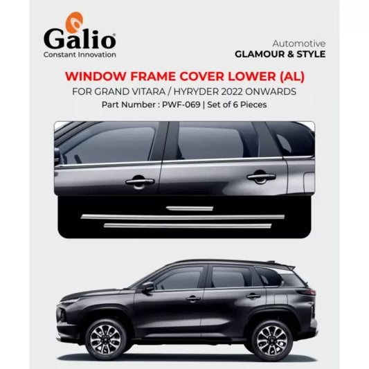 Galio Maruti Grand Vitara 2022 Onwards Lower Window Frame Chrome Garnish - 6 Pieces

by Galio