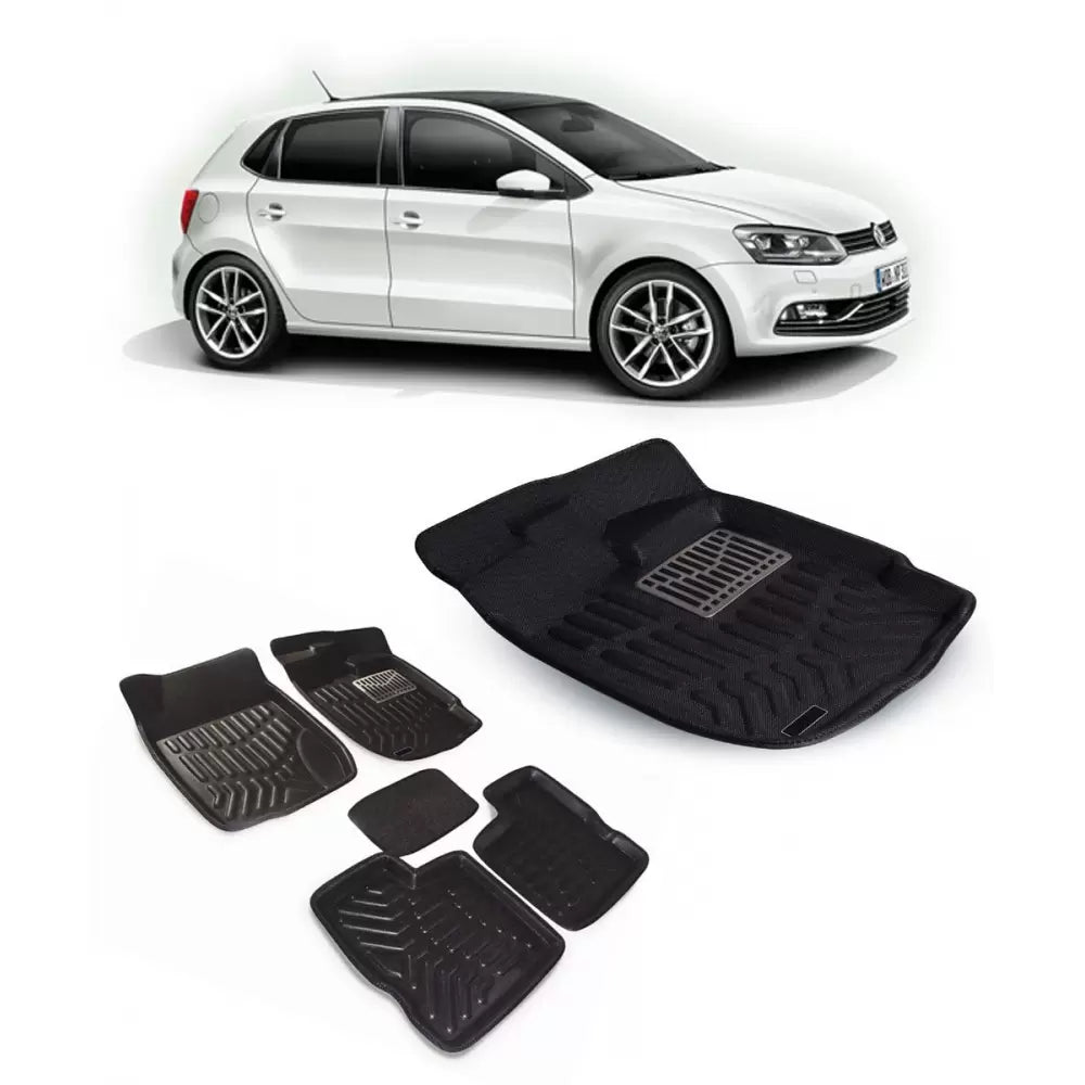 Premuim Quality 3D Car Floor Mats For Volkswagen Polo - Black