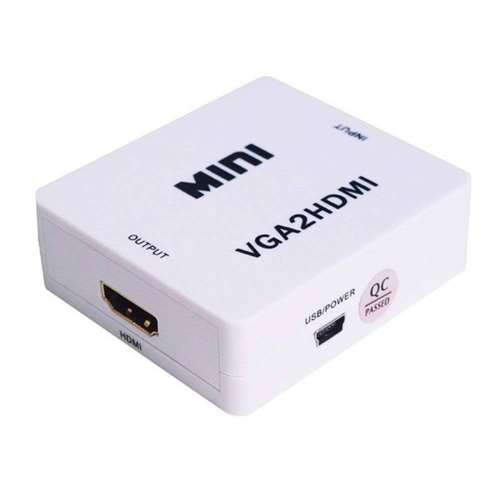 VGA to HDMI, Mini HD 1080P 3.5mm Audio VGA to HDMI HD HDTV Video Converter Box Adapter VGA2HDMI for PC Laptop Dispaly Projector