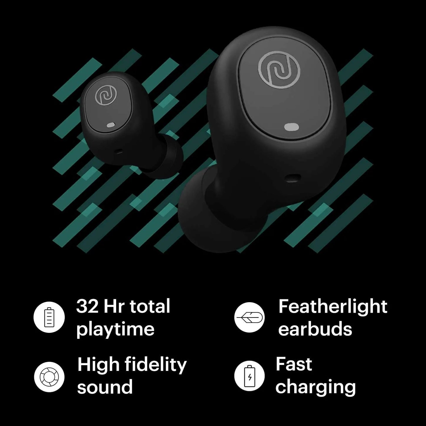 Noise Shots Nuvo True Wireless Earbuds (Stealth Black)