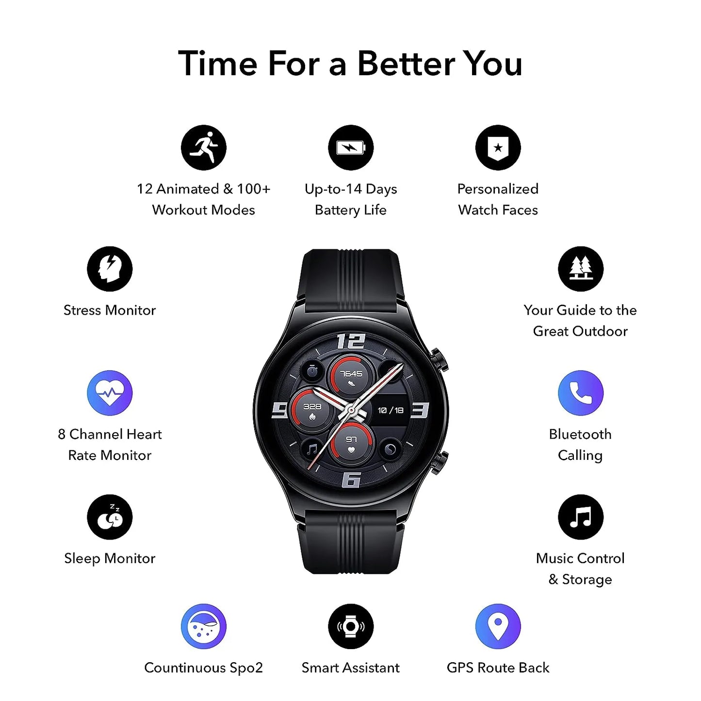 HONOR Watch GS 3 Smartwatch with 1.43″ AMOLED Touch Screen, Heart Rate, Sleep and Blood Oxygen