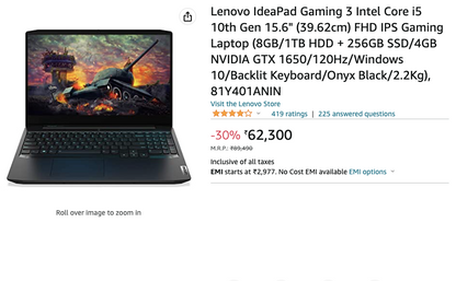 Lenovo IdeaPad Gaming 3 Intel Core i5 10th Gen