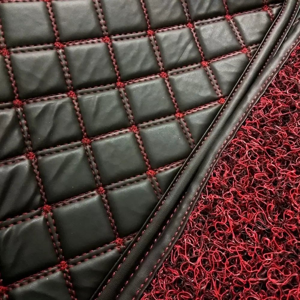 Toyota Urban Cruiser Diamond Pattern Luxury Car Floor Mats 7D Car Floor Mats Black In Red Thread (Set Of 3)