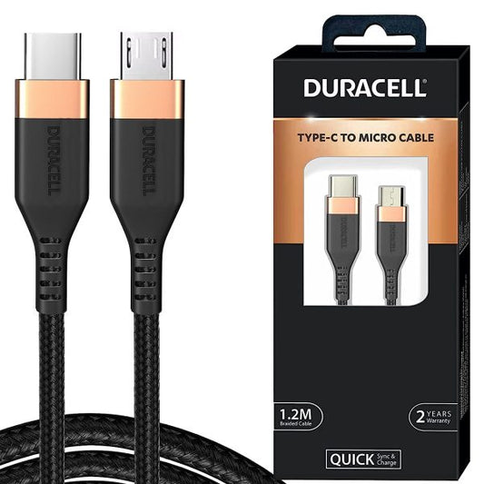 Duracell Type-C To Micro 1.2M braided Sync & Charge Cable