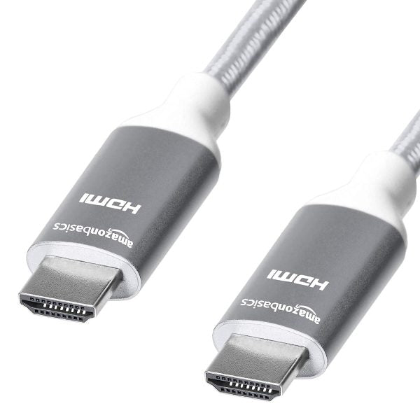 Amazon Basics High-Speed 4K HDMI Cable with Braided Cord, 6 Feet, Light Grey
