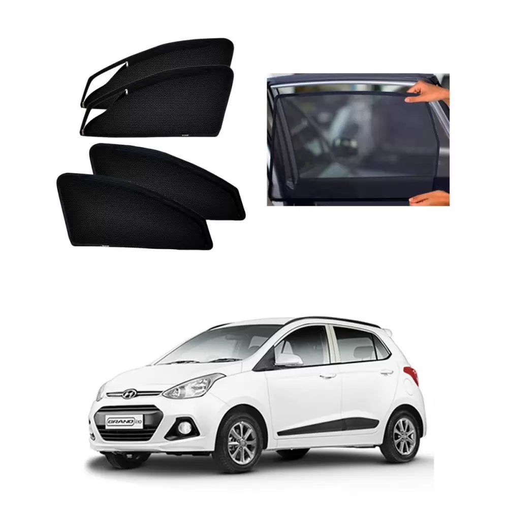 Hyundai Grand i10 2013 - 2019 Zipper Magnetic Window Sun Shades - 4 Pieces