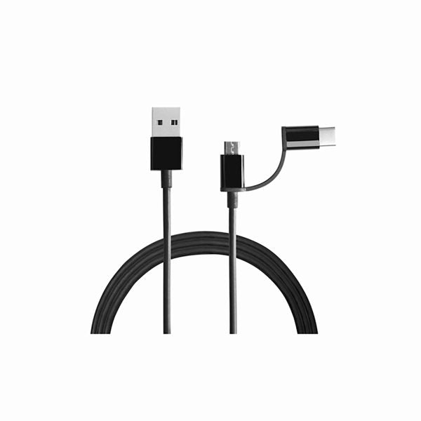 Mi 2-in-1 USB Cable 100cm Black | Multipurpose Cable which Supports Both Type C & B
