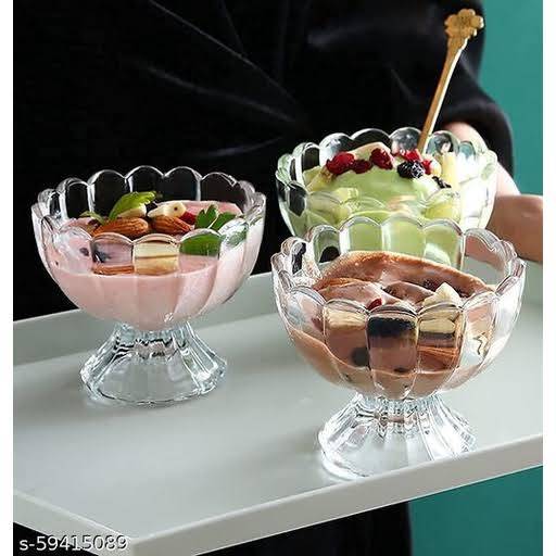 ICE CREAM BOWL ( TRANSPARENT PLASTIC) ( 6PC SET)