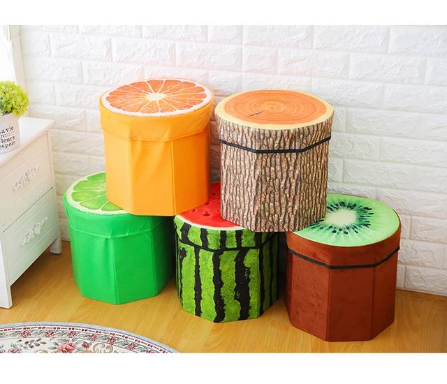 Printed Fruits Storage Stool