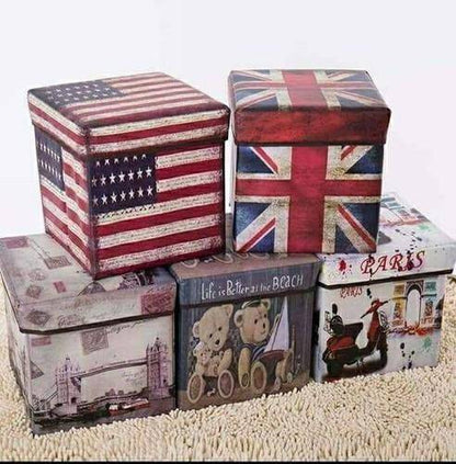 Printed Square Storage Stool