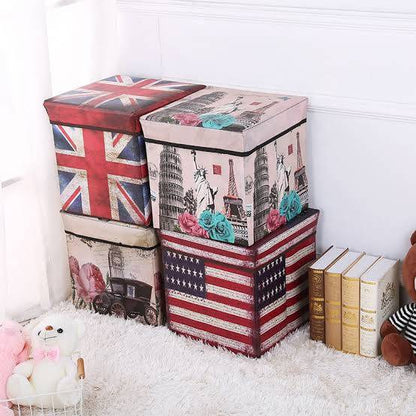 Printed Square Storage Stool