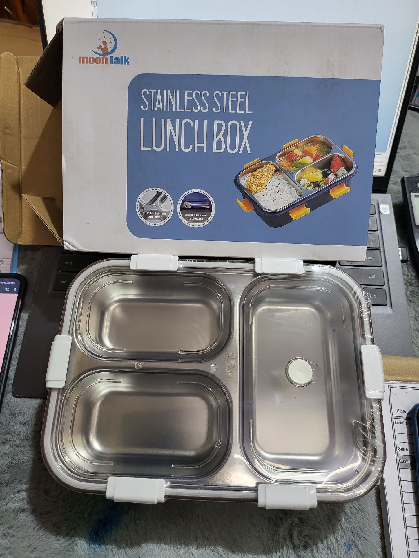 STAINLESS STEEL LUNCHBOX 3 COMPARTMENT (JAL001)