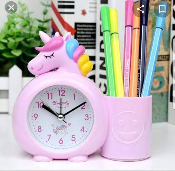 Unicorn Pen Stand Table Clock