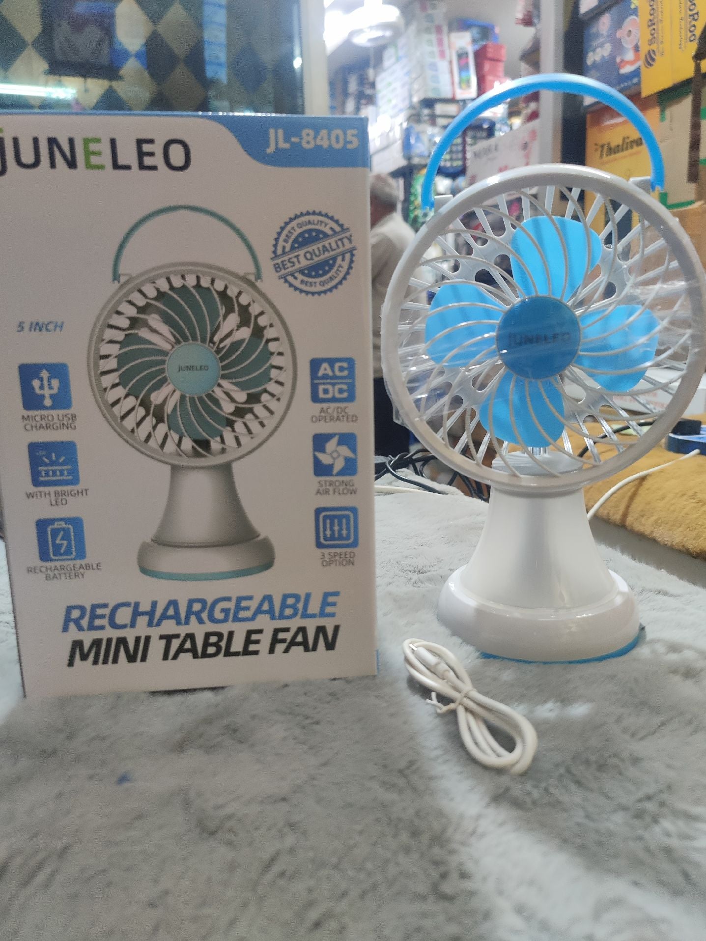 JUNELEO JL-8405 RECHARGEABLE MINI TABLE FAN