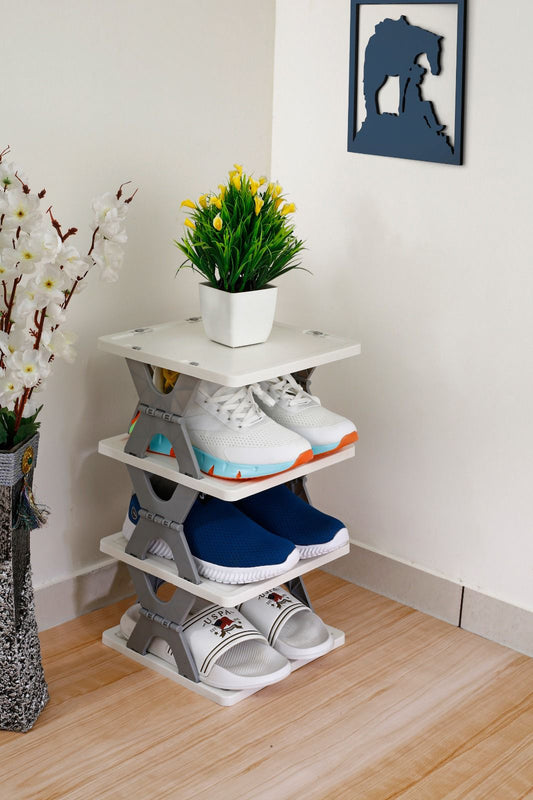 Creative 4 Layer Foldable Multitasking Shoe Rack