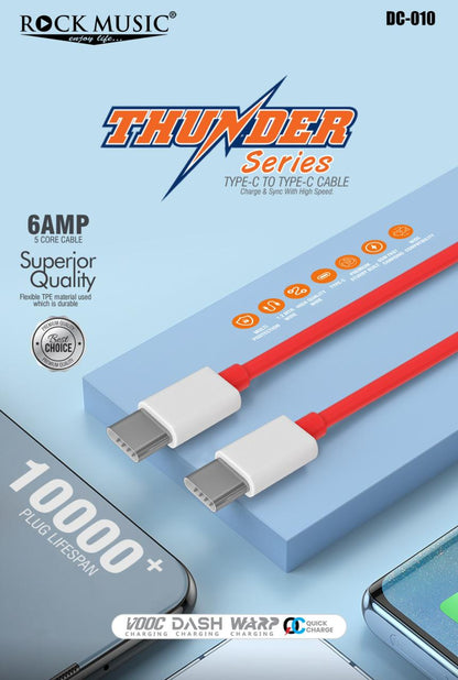 ROCK MUSIC DC- 010 THUNDER 6AMP (TYPE C TO TYPE C DATA CABLE )
