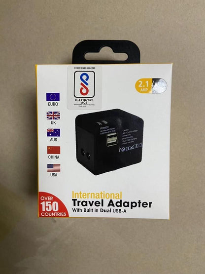 INTERNATIONAL TRAVEL ADAPTER WITH DOUBLE USB (2.1 AMP)