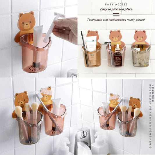 Self Adhesive Teddy Toothbrush & Multipurpose Holder