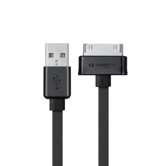 Amkette 30 Pin to USB Charging & Data Sync Cable for iPhone, iPad, iPod(Black)