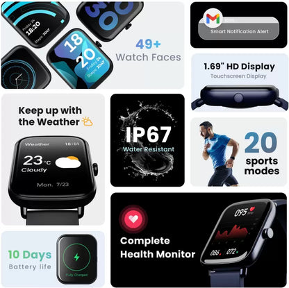 Boult Cosmic 1.69 inch Display, SpO2 ,Heart Monitor Smartwatch