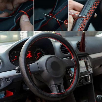 Leatheride PU Steering Wheel Cover For All Cars With Needles and Red Thread 

by Imported