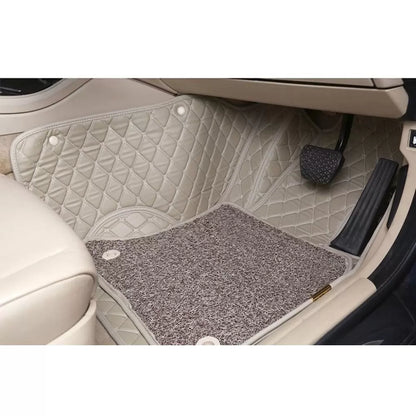 Mitsubishi Pajero Premium Diamond Pattern 7D Car Floor Mats (Set of 3, Black and Beige)