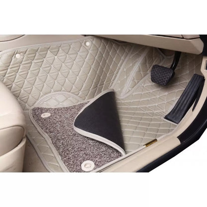 Maruti Suzuki Celerio Premium Diamond Pattern 7D Car Floor Mats (Set of 3, Black and Beige)