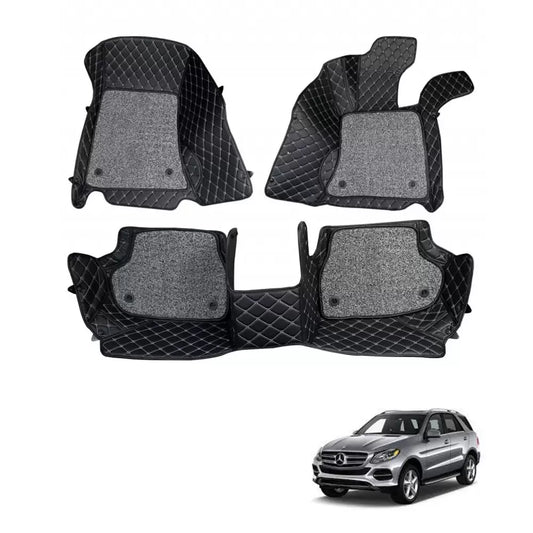 Mercedes GLE 2017 Premium Diamond Pattern 7D Car Floor Mats (Set of 3, Black and Beige)