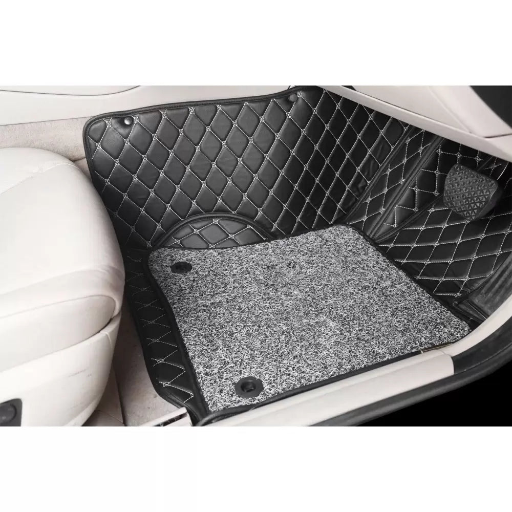 Maruti Suzuki Ritz Premium Diamond Pattern 7D Car Floor Mats (Set of 3, Black and Beige)