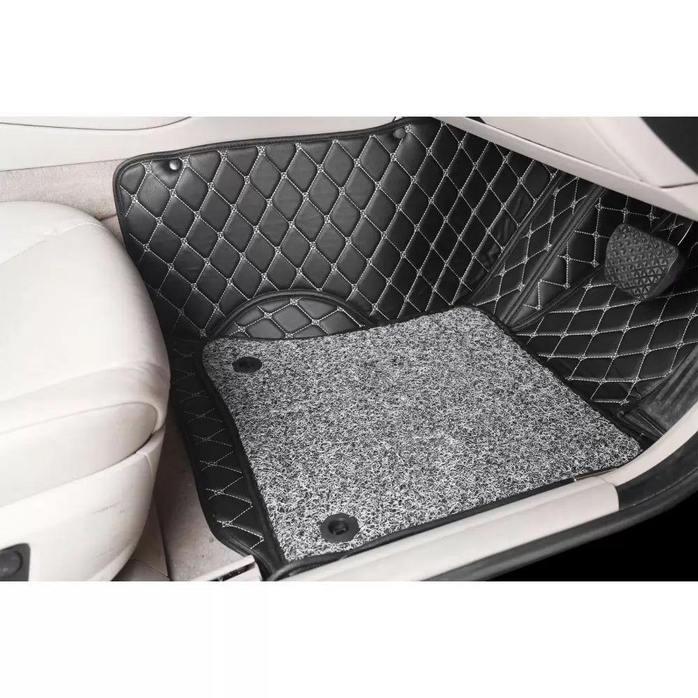 Toyota Glanza Premium Diamond Pattern 7D Car Floor Mats (Set of 3, Black)