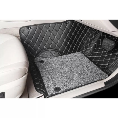 Tata Punch Premium Diamond Pattern 7D Car Floor Mats (Set of 3, Black)
