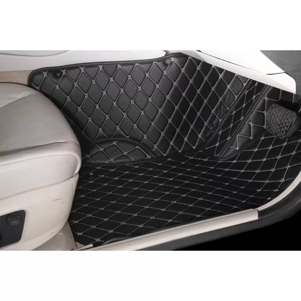Toyota New Fortuner Facelift 2021 Premium Diamond Pattern 7D Car Floor Mats (Set of 4, Black and Beige)
