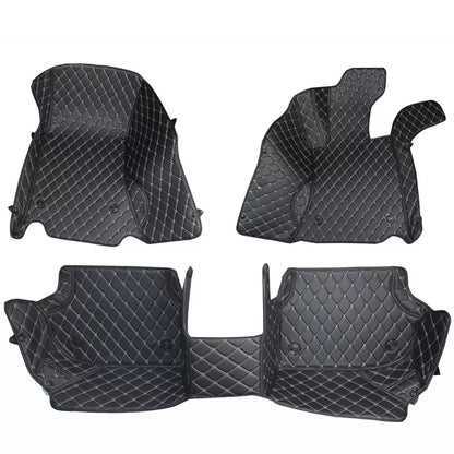 Volkswagen Vento Premium Diamond Pattern 7D Car Floor Mats (Set of 3, Black & Beige)