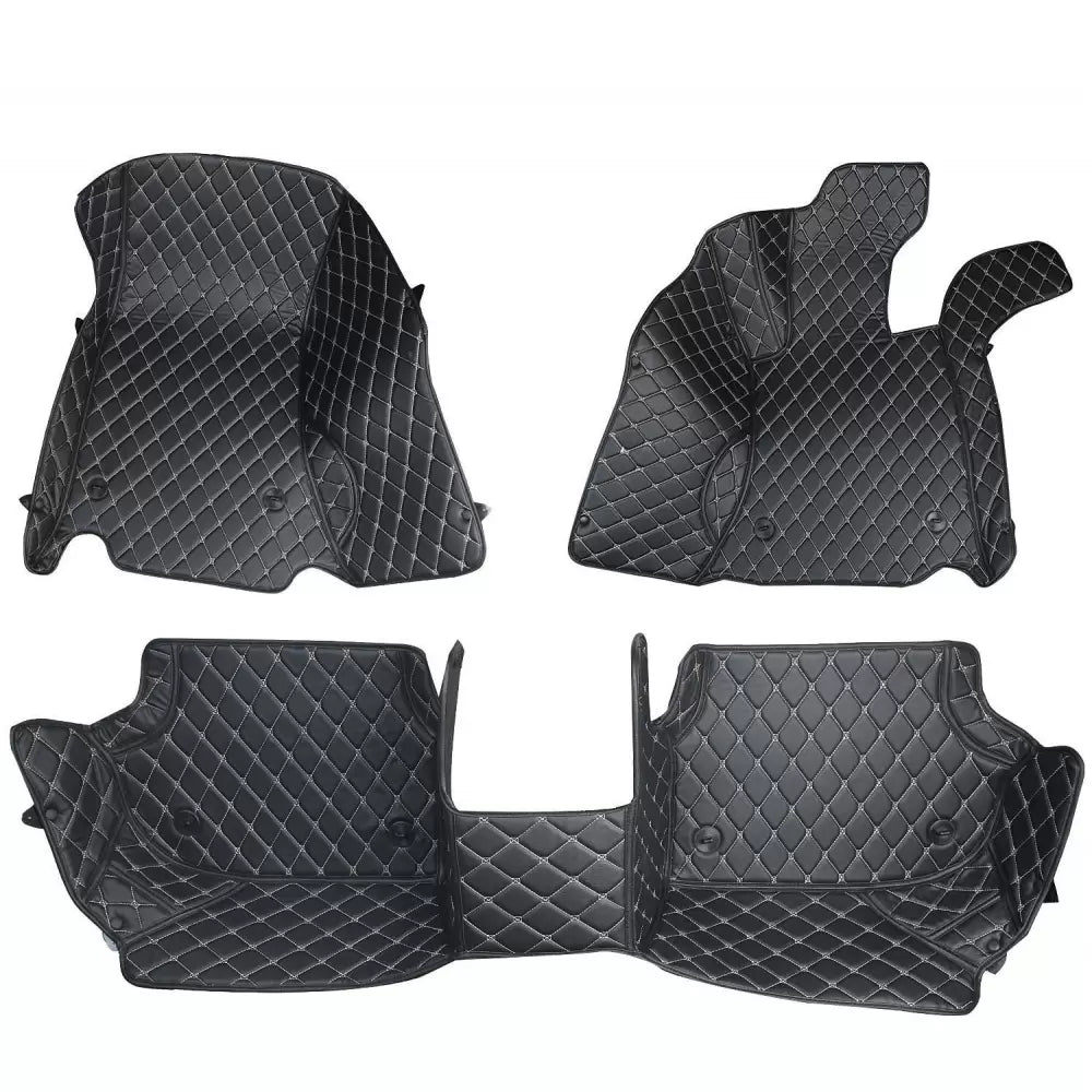 Hyundai Venue Premium Diamond Pattern 7D Car Floor Mats (Set of 3, Black)