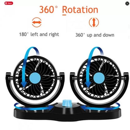 12V All Round Adjustable 360 Degree Rotatable Low Noise Dual Head Car Dashboard Air Cooler Fan By Carhatke

by Carhatke