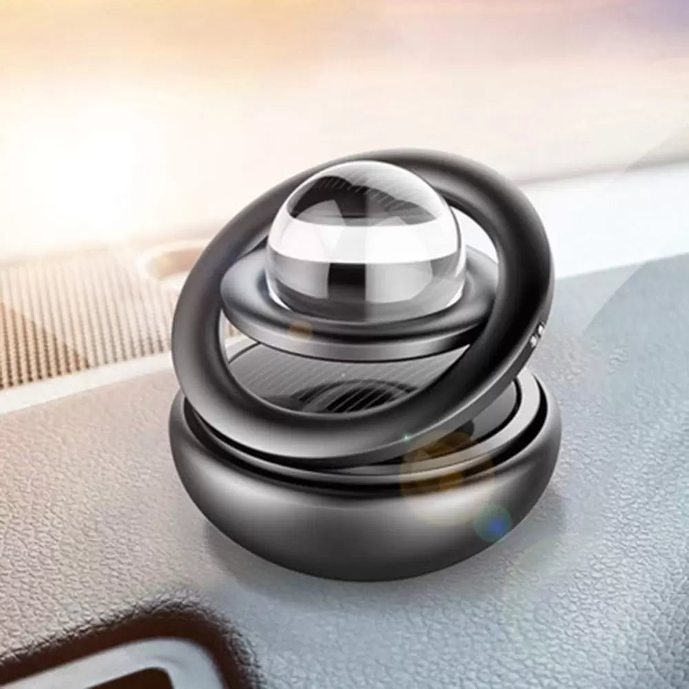 Carhatke Car Air Freshener Metal Double Loop Air Conditioner Solar Power Moving Crystal Ball for Car Dashboard/Home and Office