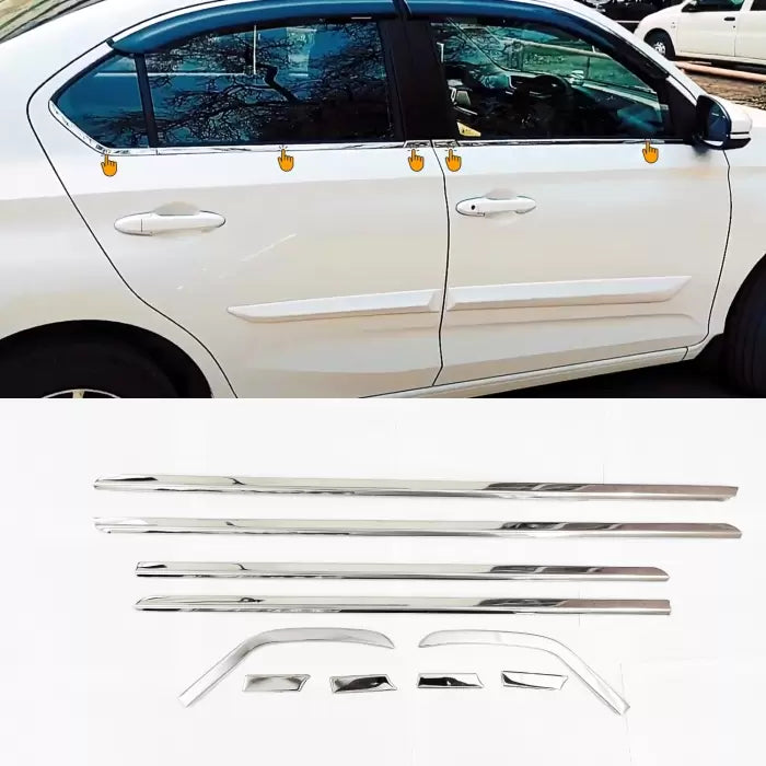 Honda Amaze 2018 Lower Window Chrome Garnish Trims (Set Of 10Pcs.)

by Imported