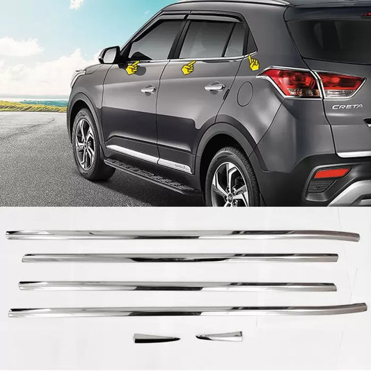 Hyundai Creta Facelift 2018-2020 Lower Window Chrome Garnish Trims (Set Of 6Pcs.)

by Imported