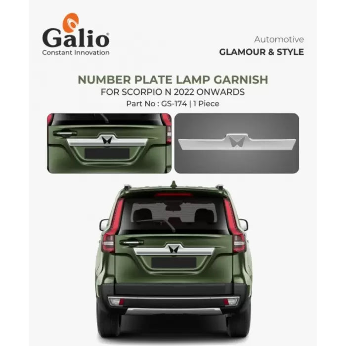 Galio Mahindra Scorpio N 2022 Onward Number Plate Chrome Garnish 

by Imported