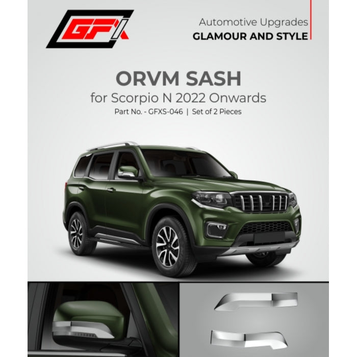 GFX Mahindra Scorpio N 2022 Onward ORVM Chrome Lip Garnish -  Set Of 2

by Imported