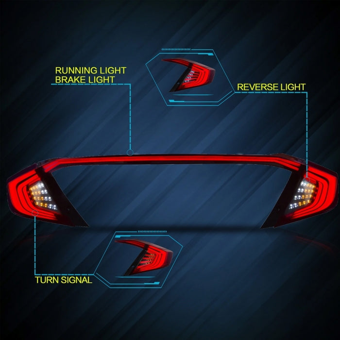 Honda New Civic 2017 Onwards Modified LED Tail Lights with Rear Led Spoiler

by imported