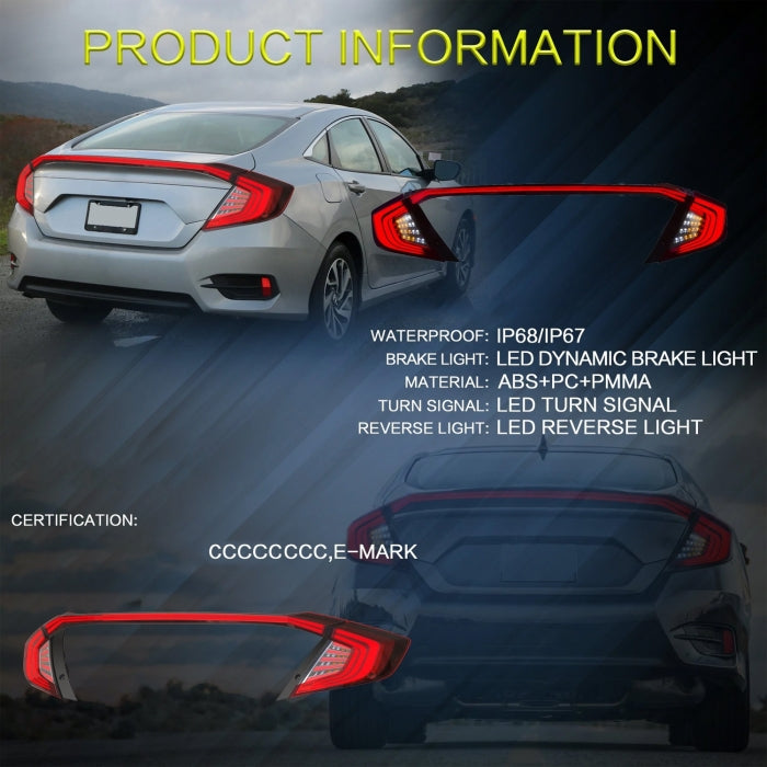 Honda New Civic 2017 Onwards Modified LED Tail Lights with Rear Led Spoiler

by imported